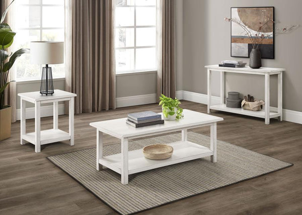 Payne - Wood Coffee Table With Shelf - White