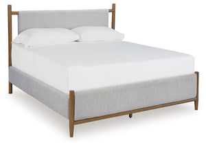 Embrace the allure and charm of your contemporary or mid-century interiors with this California king upholstered panel bed. Its versatile, timeless design, featuring a sling-style cushioned headboard, gently cradles your senses. Ready to refresh and redef