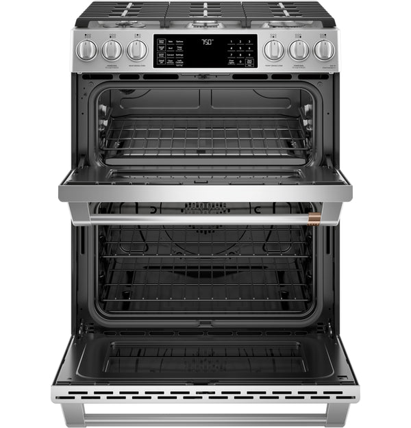 Café™ 30" Smart Slide-In, Front-Control, Gas Double-Oven Range with Convection