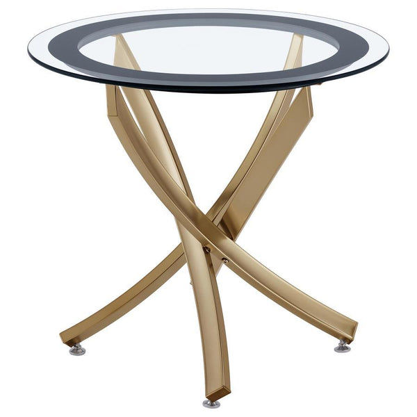 Brooke - Round Glass Top Side End Table Metal Base - Brass