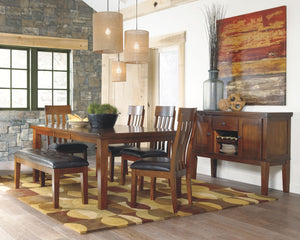 burnished finish and plank-style tabletop incorporate depth and chara