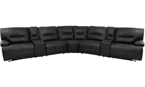 Even commercials are more tolerable when you-'re relaxing in the plush comfort of this six-piece sectional seating group. You-'ll love the luxury of its two power recliners on each end that feature power headrests. Between those, you-'ll find and armless 