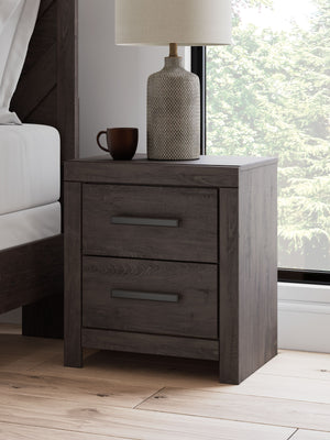  this nightstand is a simply chic approach to modern living. A dark charcoal finish blends black and brown undertones