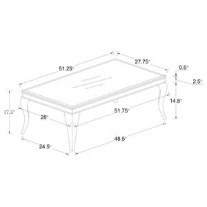 Carone - Rectangular Glass Top Coffee Table - White And Chrome