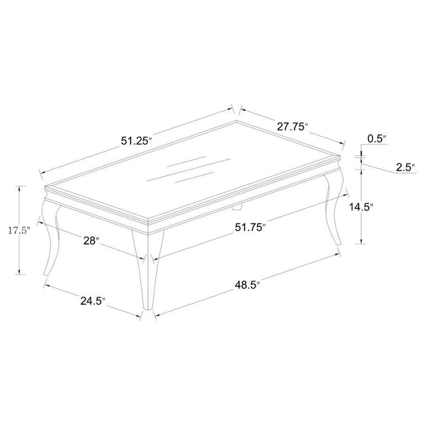 Carone - Rectangular Glass Top Coffee Table - White And Chrome