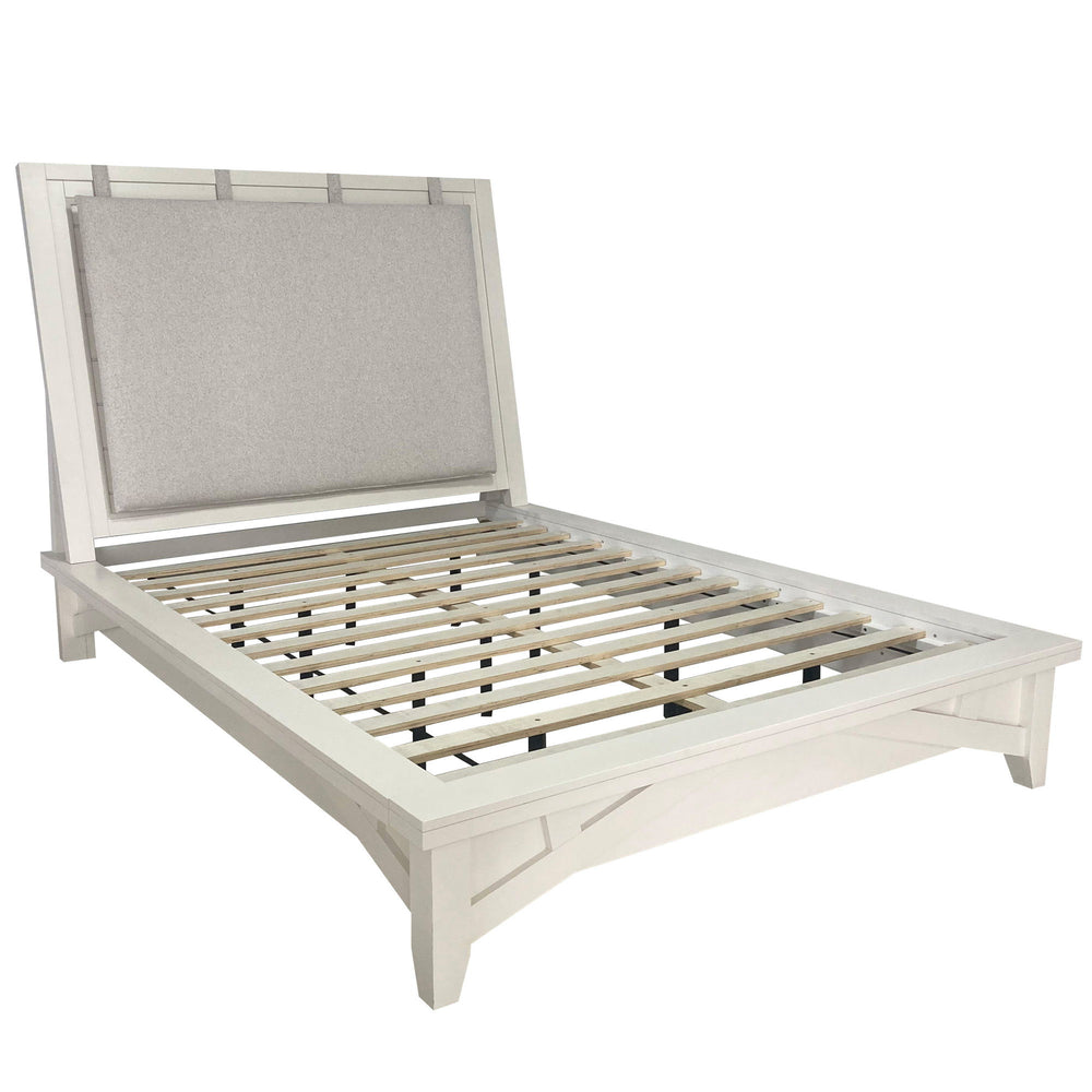 Dormitorio moderno americana - Cama plataforma Queen con cómoda y espejo - Algodón