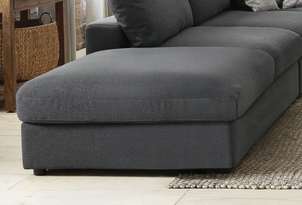  this ottoman in charcoal linen-blend fabric brings refined versatility to your space. Whether paired with a modular sofa or styled on its own
