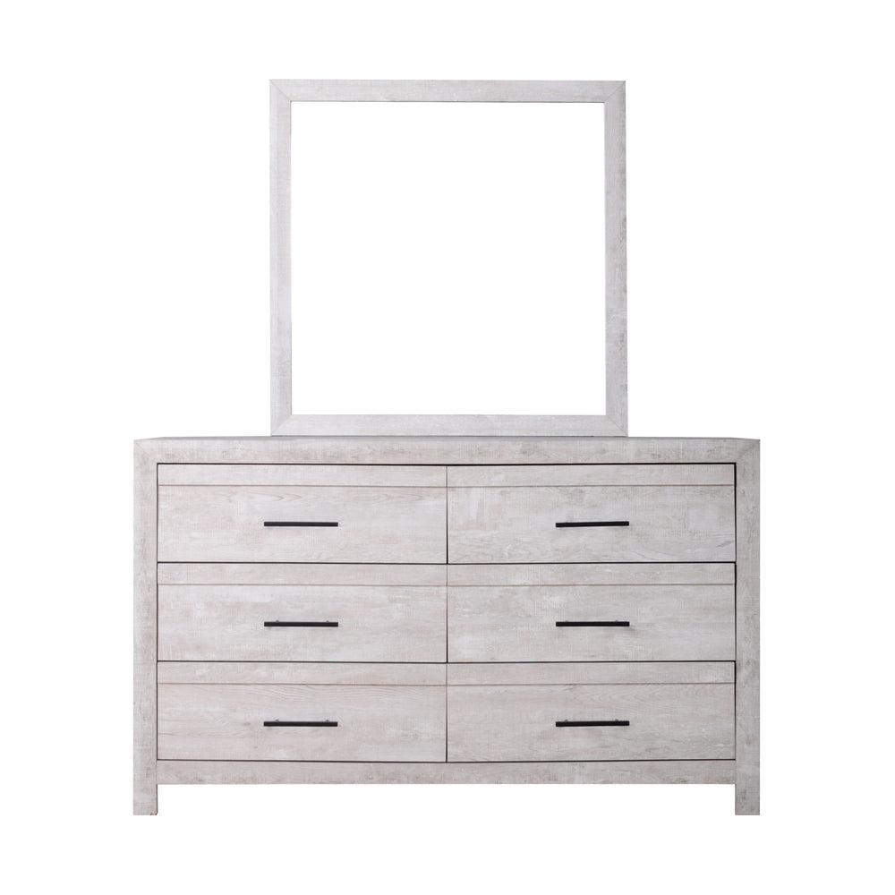 Introducing the Biscayne Mirror, meticulously crafted with durable manufactured wood and adorned with an Eco-Friendly decorative laminate for enduring strength and stability. Its Driftwood finish creates a light, airy ambiance, perfect for unwinding at th