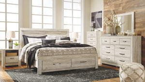 Bellaby - 8 Pc. - Dresser, Mirror, King Platform Bed with 2 Storage Drawers, 2 Nightstands - Whitewash