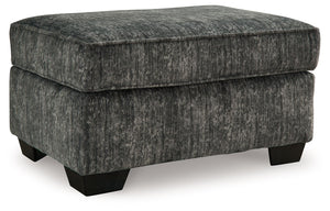 This ottoman speaks to those drawn to fresh, contemporary style with richly neutral appeal. Its firmly cushioned top offers room for comfort. Subtle and sophisticated, the plush upholstery and dark tri-block legs are a natural complement for so many color