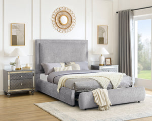 Reverie - Cama tamaño King tapizada con almacenamiento - Peltre