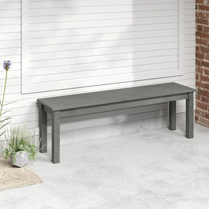 55" HDPE Outdoor Bench 2-3 People Weatherproof Backless Patio Garden Bench-Gray