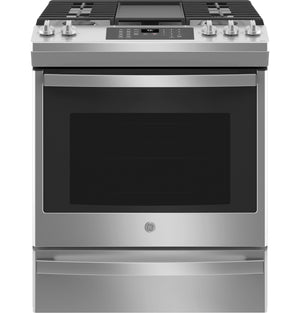 GE® 30" Slide-In Front-Control Convection Gas Range with No Preheat Air Fry