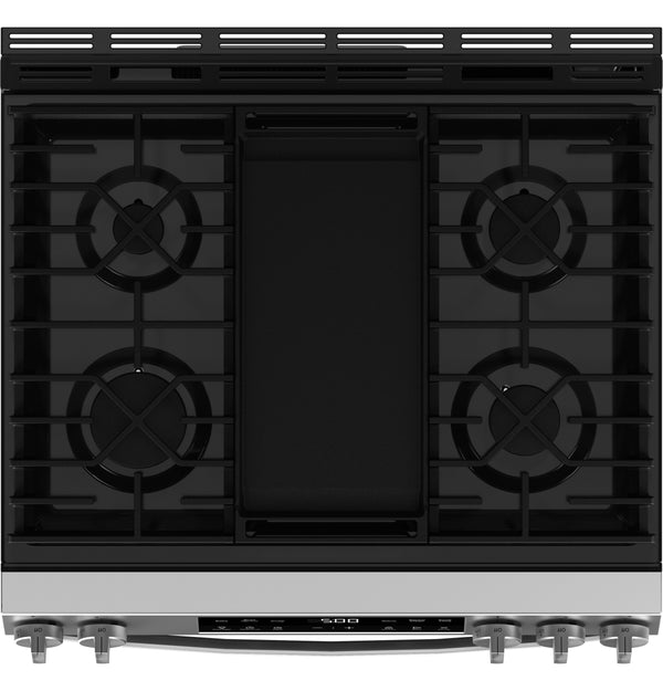 GE® 30" Slide-In Front Control Gas Range with Crisp Mode