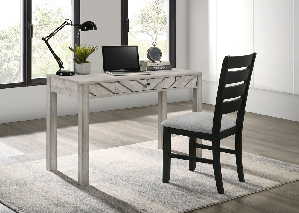 Embrace rustic charm and timeless elegance with this beautifully handcrafted workspace essential. Designed with a minimalist silhouette and a distressed white finish, this piece effortlessly blends vintage aesthetics with modern functionality. The unique 