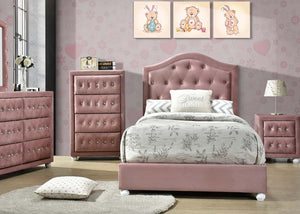 Reggie - Twin Bed - Pink Fabric