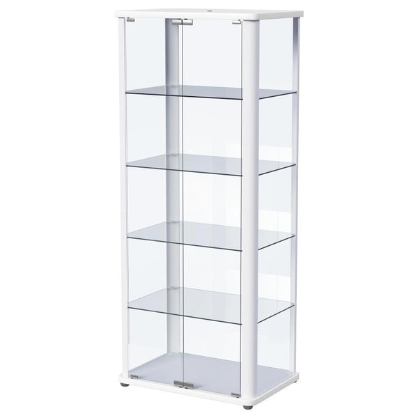Aero - 5-Shelf Display Curio Cabinet With LED Lighting - White