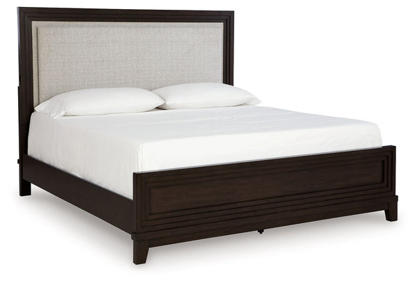 Combining modern and art deco styles, this queen upholstered panel bed completes your sanctuary with fashionable functionality. LED backlighting steals the show, highlighting a headboard with all the upgrades you desireâ€”including USB charging and easy-t
