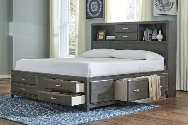 Caitbrook - Gray - Queen Storage Bed with 8 Drawers
