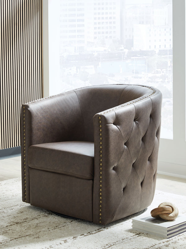  the seating is perched on a 360-degree swivel base for the perfect blend of style and function. Design details like tufted 