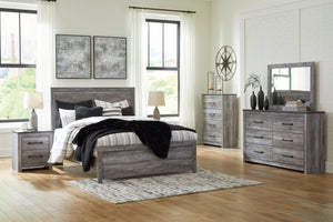 Bronyan - Cama tamaño Queen - 6 pzas. - Cómoda, espejo, cama tamaño King, 2 mesitas de noche - Gris oscuro