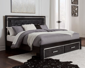 Rest easy. The luxurious look youâ€™ve been dreaming of is yours for the takingâ€”at a price sure to put you at ease. This storage bed brings a sense of old Hollywood with a contemporary flair. A deep, dark finish, faceted chrome-tone accents and LED ligh