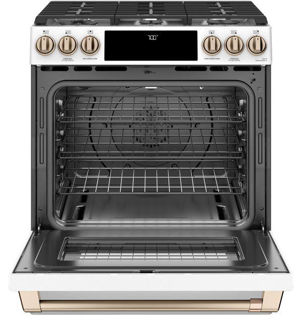 Café™ 30" Smart Slide-In, Front-Control, Gas Range with Convection Oven