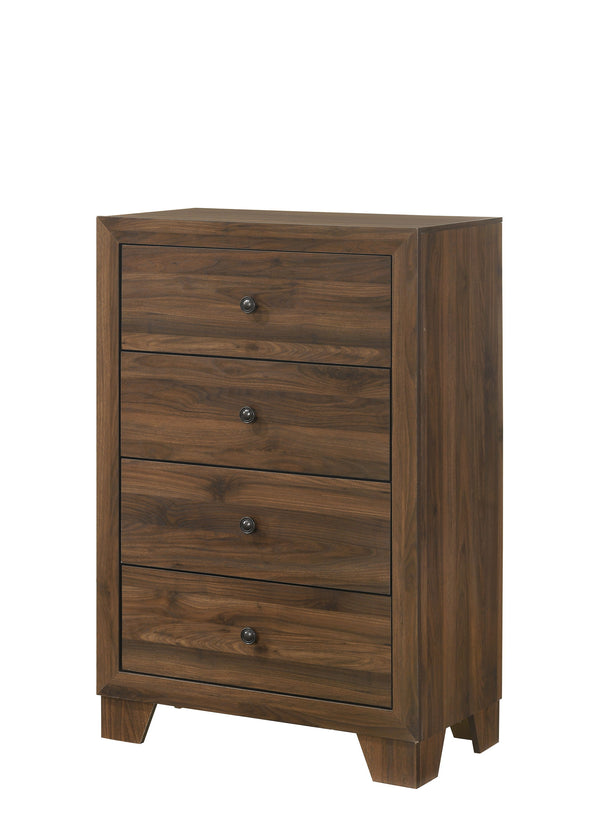 Millie - King 5 Piece Upholstered Bedroom Set - Brown Cherry