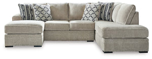 This sectional caters to your need for contemporary comfort. Itâ€™s decked out in feel-good fabric in a versatile hue. Family-friendly and ideal for hosts with the most, two chaises give more people the space the sprawl out. Quality time has never been so