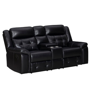 Meet Clayton, the ideal loveseat that perfectly combines comfort and practicality. This loveseat is perfect for any evening with its manual recline feature and a convenient console equipped with cupholders. The inherently cleanable faux leather makes main