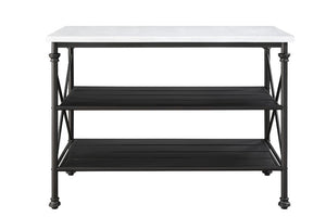  simple color. The Brahm Kitchen Island gives off a light and airy feel to a compact cooking space. Clean-lined metal frame is topped with a artificial stone top