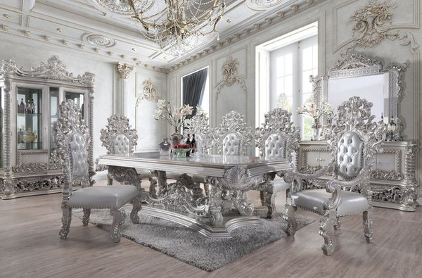  the Valkyrie Bedroom Collection provides the feeling of luxury and sophistication. Ornate carvings with floral scroll design on each piece boast extravagant silhouette