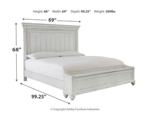 Kanwyn - Whitewash - Queen Panel Bed with Storage Bench