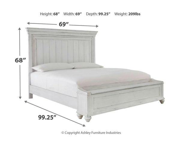 Kanwyn - Whitewash - Queen Panel Bed with Storage Bench