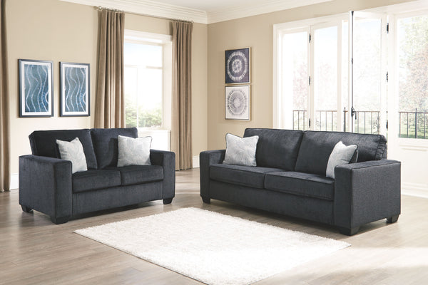  this set in richly neutral alloy is sure to play well with so many color schemes. <h4><b>Altari - Slate - Sofa</b></h4> <table width=-"100%-"><colgroup><col style=-"