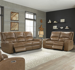 Swift - Power Reclining Sofa And Loveseat - Bourbon
