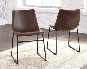  engineered board and hardwood solids. Table tops are made with Mindi veneer with a casual warm brown finish paired with metal base in a brushed dark bronze color finish that has a warm color quality. Angled