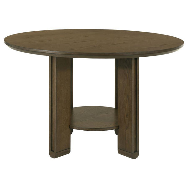Ottowa - Round Wood Dining Table With Shelf - Brown