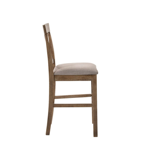 Martha II - Counter Height Chair (Set of 2) - Tan Linen & Weathered Oak