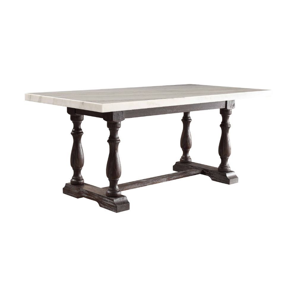 The Gerardo dining collection delivers an elegant approach on rustic inspired design, and tapered profile with a white marble top for a deliciously modern serving of mixed media style. The fashion side chairs & arm chairs feature in a soft fabric and wood