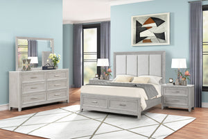  designed for ultimate comfort and convenience. The bed is complemented by a 6-drawer dresser and two 2-drawer nightstands