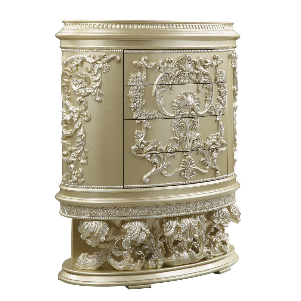 Vatican - Chest - Beige - 46-"<br/><br/><b>Product Features</b><ul><li>Button Tufted</li><li>Scrolled Floral & Upholstery Headboard & Footboard</li><li>Feltlined Drawer</li><li>Metal Side Drawer Glide</li><li>2/3 Drawer Extension</li><li>Safety Stop Inclu