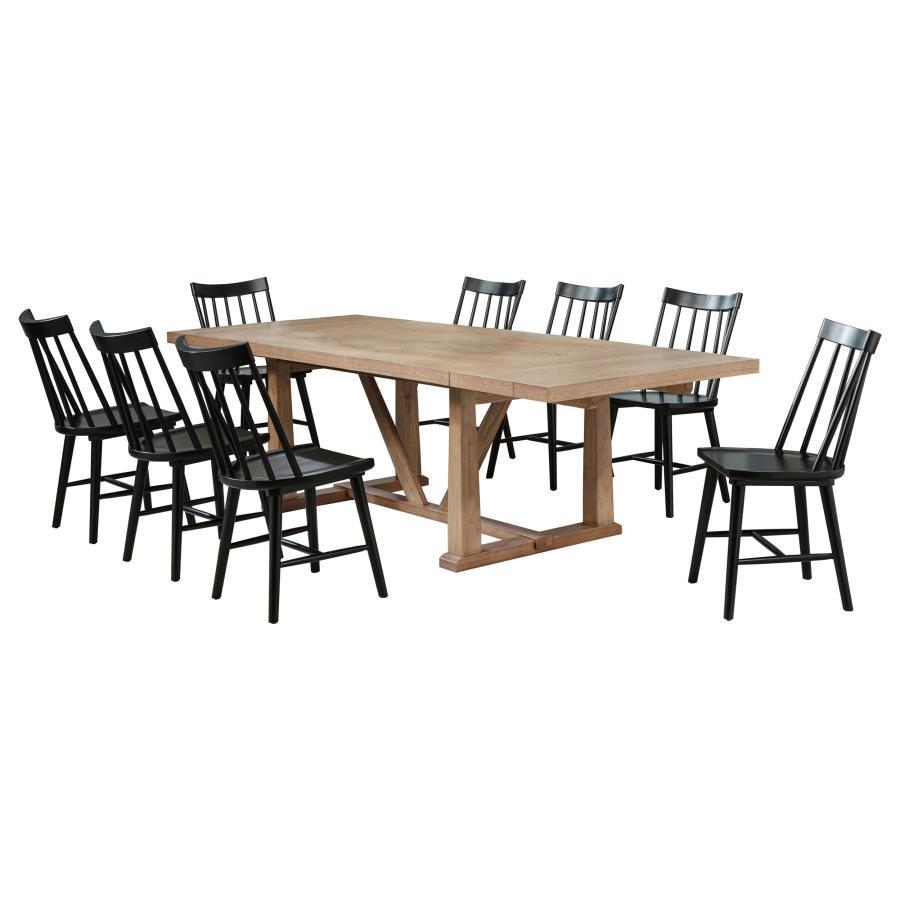 Extension dining table expands up to 106 inches for flexible seating options<h4><b>Middleton - 106" Extension Leaf Dining Table - Natural Brown</b></h4> <table width="100%"><colgroup><col style="width: 30%"> <col style="width: 70%"> </colgroup> <tbody> <t
