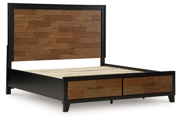 Kraeburn - Brown / Black - California King Panel Storage Bed