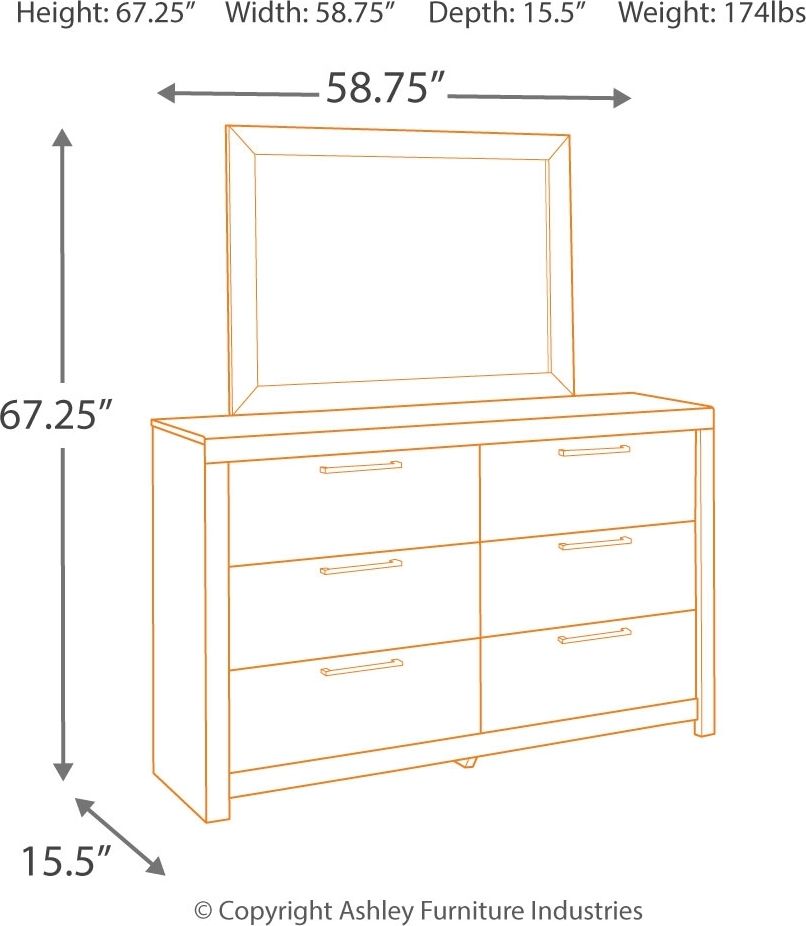 Derekson - 5 pzs. - Cómoda, espejo, cama matrimonial con panel - Gris oscuro variado