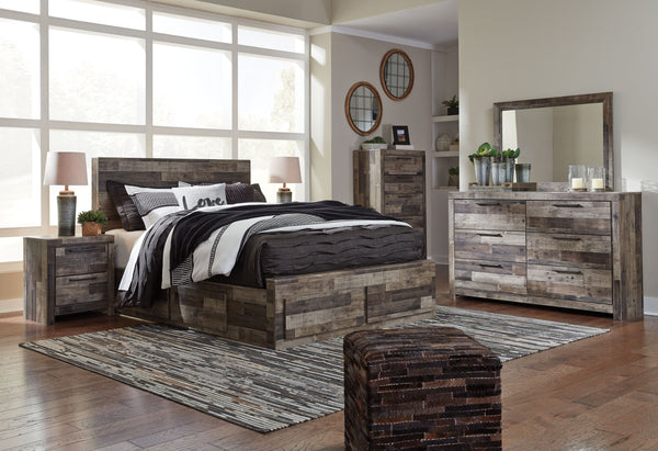 Derekson - Multi Gray - Queen Panel Bed With 4 Storage Drawers
