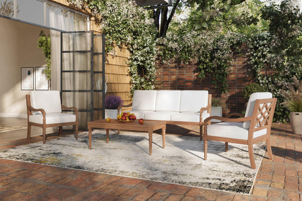 Savannah - 4 Piece Set (Sofa & 2 Chairs & Coffee Table) - White Linen