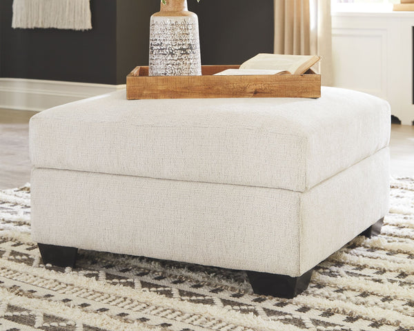 this storage ottoman in a snow-tone chenille fabric invites you to stretch your style in an easy-elegant way. Whether your aesthetic is urban hip or suburban chic