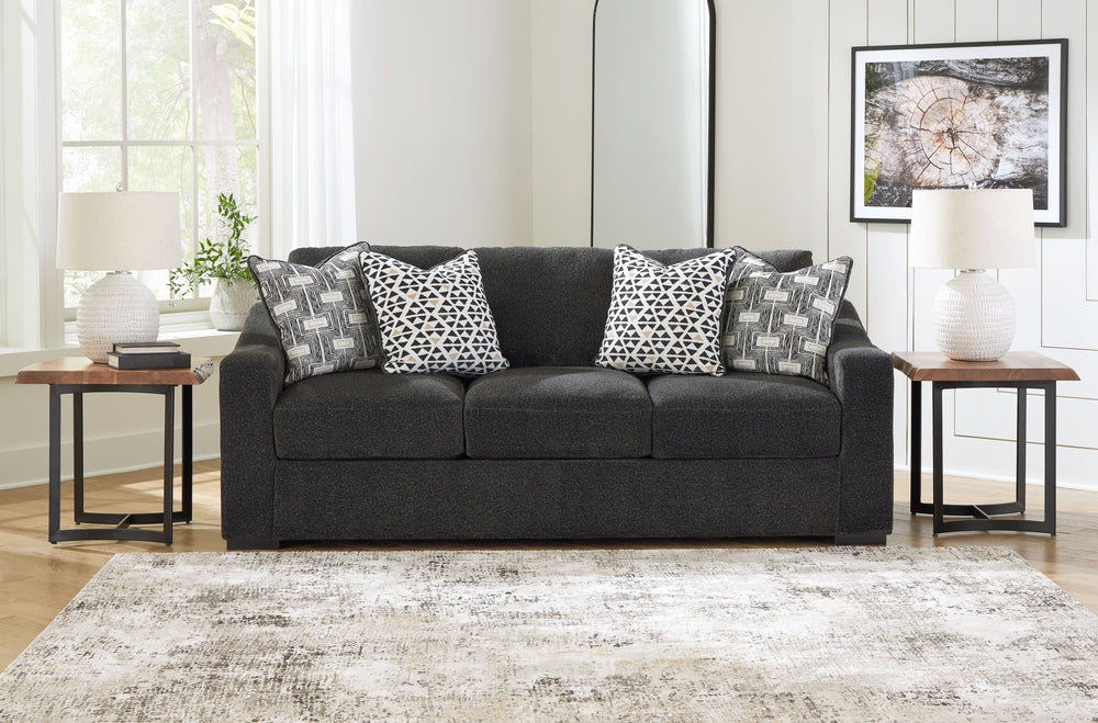 Your downtime should be super-cozyâ€”and super-chic. This sofa encourages stylish indulgence as you lounge solo or with guests. Plush, chunky upholstery adds a relaxed yet eclectic twist to the transitional look. With this exquisitely comfortable and fash