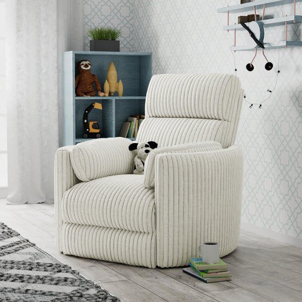 Radius - Mega Ivory Swivel Power Glider Recliner
